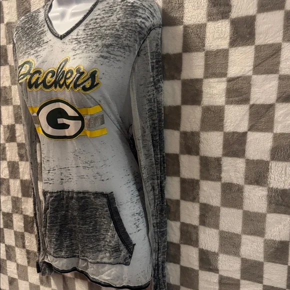 Teens Apparel Women’s Green Bay Packers Long Sleeve Hooded Shirt Size L or 11-13 - Picture 5 of 12